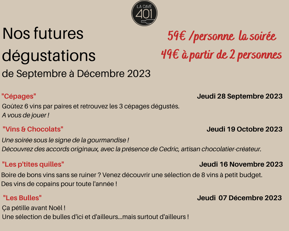NOS FUTURES D&Eacute;GUSTATIONS DE SEPTEMBRE &Agrave; DECEMBRE 2023 Lun&eacute;ville