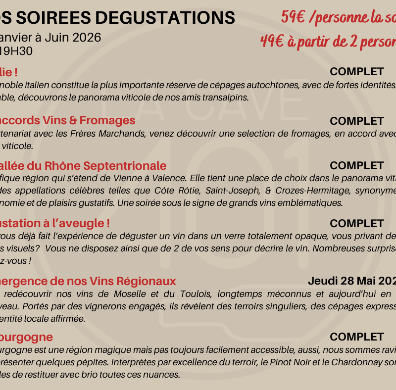 PROGRAMME DES SOIR&Eacute;ES D&Eacute;GUSTATION 2026 Essey-l&egrave;s-Nancy
