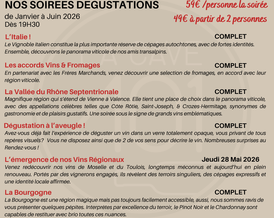 PROGRAMME DES SOIR&Eacute;ES D&Eacute;GUSTATION 2026 Essey-l&egrave;s-Nancy