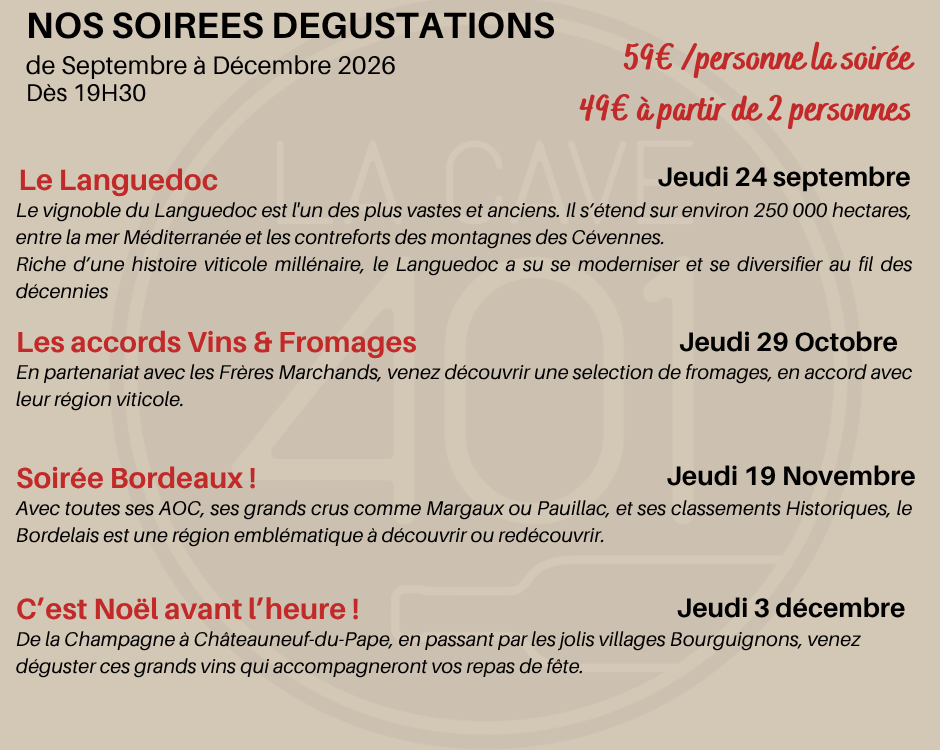 Programme des soir&eacute;es d&eacute;gustations – 2&egrave;me semestre 2026 Vand&oelig;uvre-l&egrave;s-Nancy